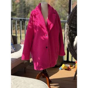 Daily Ritual Womens Teddy Bear Fleece Coat XXL Magenta Pink NWT